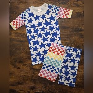 Hanna Andersson Blue Star & Rainbow Check Pajama Set